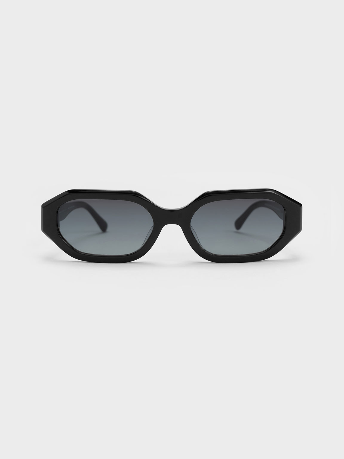 Gabine Recycled Acetate Oval Sunglasses
 - Black | Charles & Keith UK