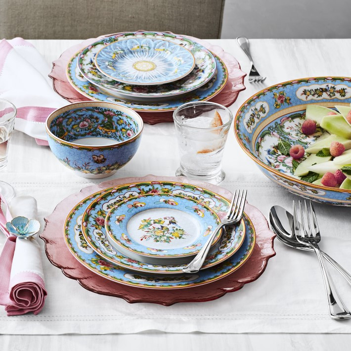 Famille Rose Blue Boxed Appetizer Plates, Set of 4 | Williams-Sonoma