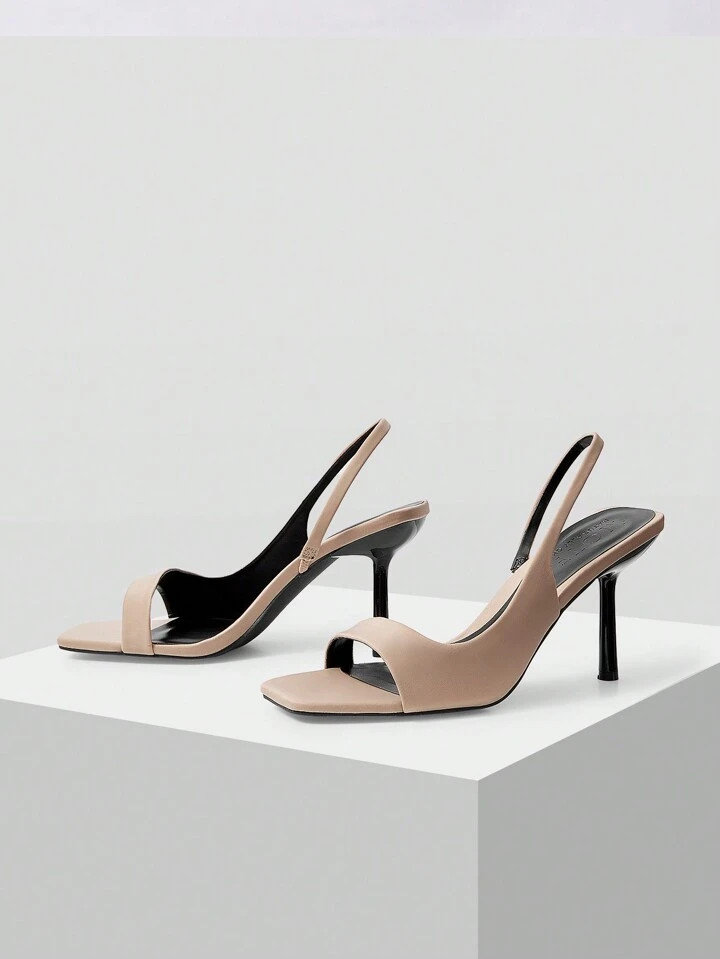 MOTF PREMIUM SQUARE TOE HIGH HEEL SANDALS FOR WOMEN, SIMPLE SOLID COLOR DESIGN WITH THIN HEELS, F... | SHEIN