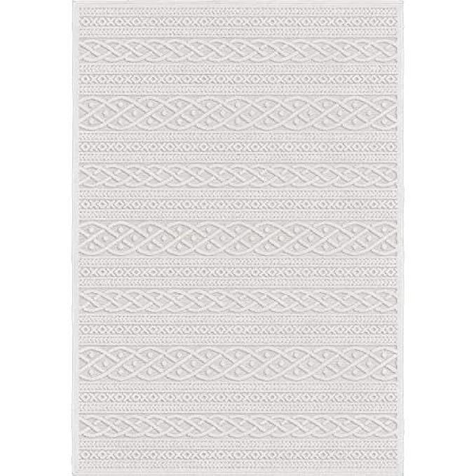 Orian Rugs Boucle Collection 403848 Indoor/Outdoor High-Low Jenna Area, 5'2" x 7'6", Natural Ivory | Amazon (US)