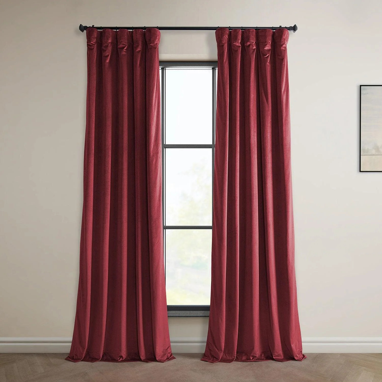 Cinema Red Heritage Plush Velvet Room Darkening Curtain | Half Price Drapes