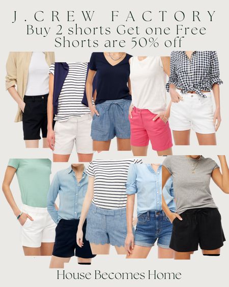 J.Crew Factory sale! 50% off shorts, plus Buy two get one Free! 

#LTKunder50 #LTKsalealert #LTKcurves