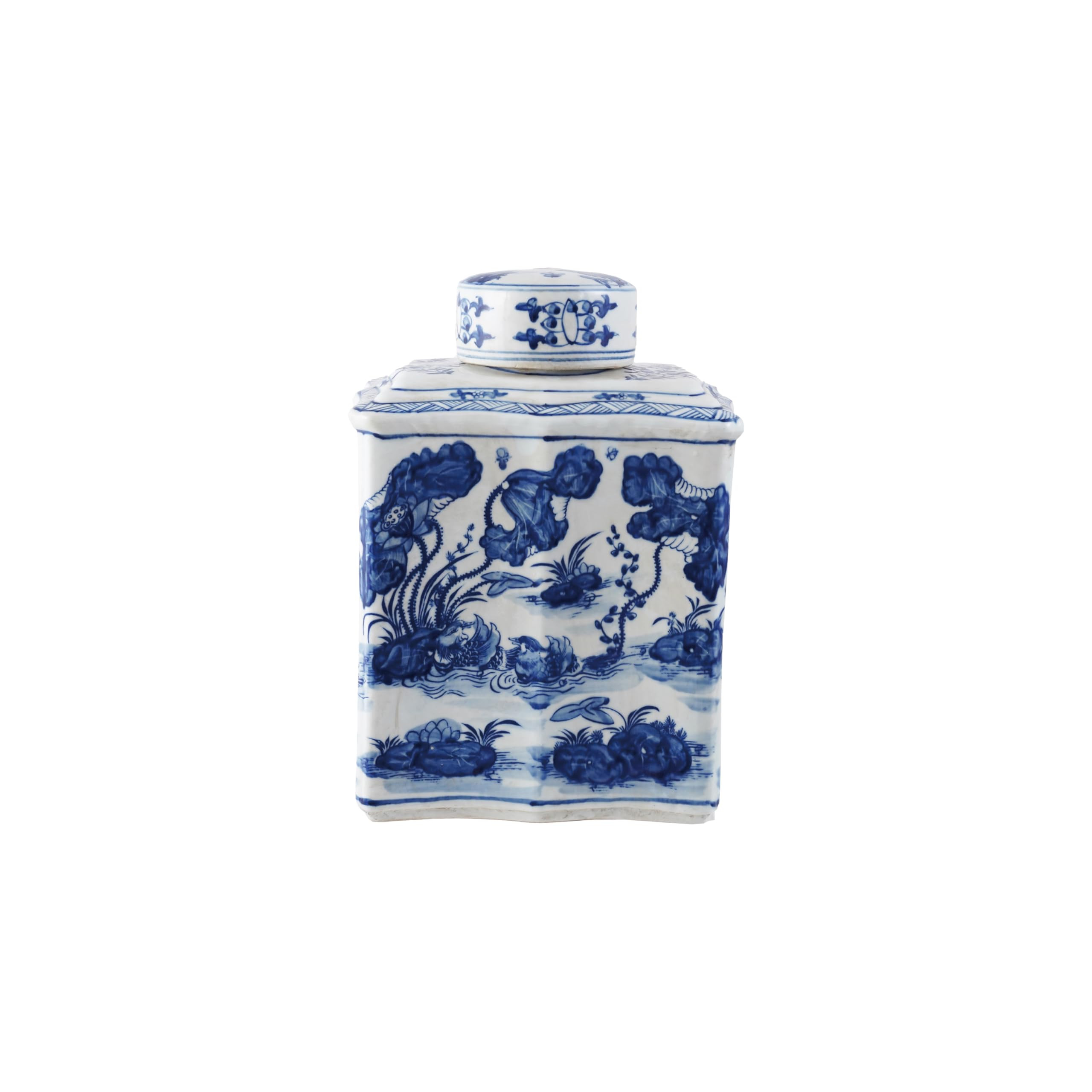 Creative Co-Op Hand-Painted Stoneware Vintage Reproduction Ginger Jar with Water Landscape, Blue ... | Amazon (US)