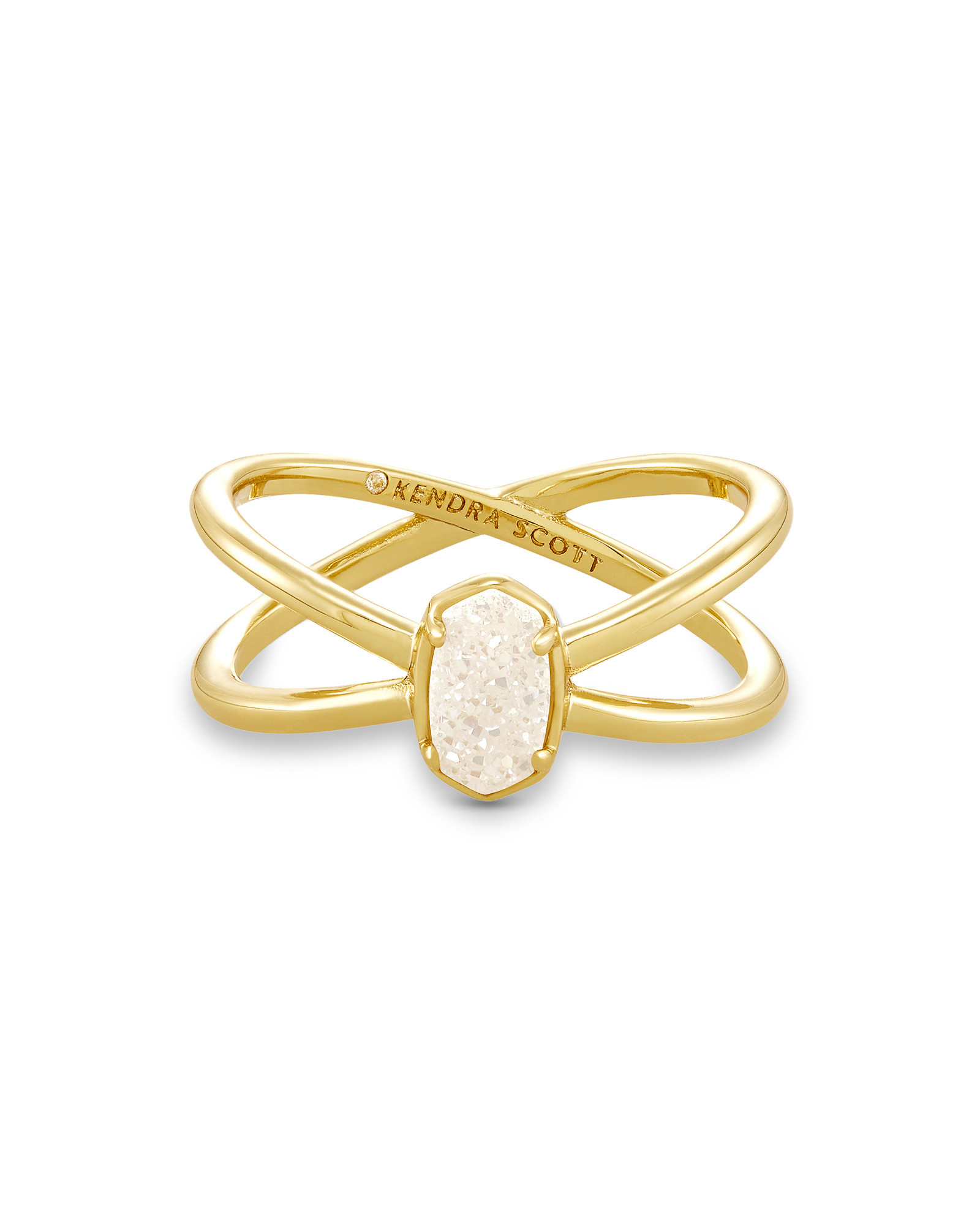 Emilie Gold Double Band Ring in Iridescent Drusy | Kendra Scott