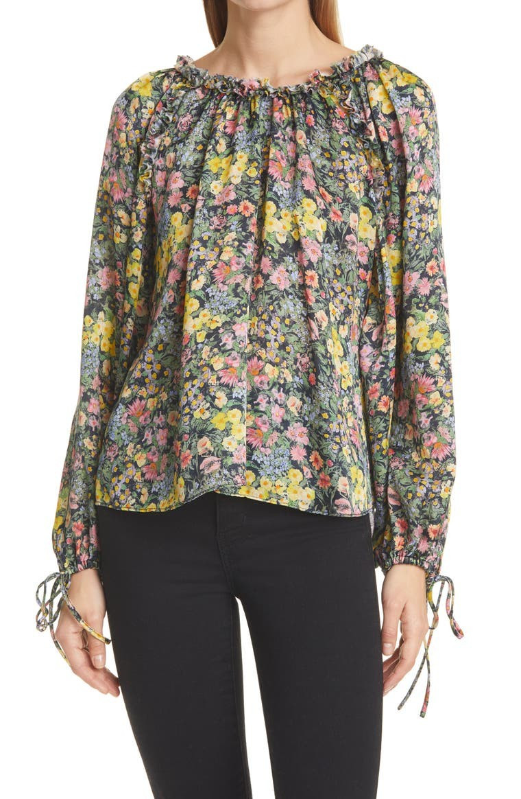 LoveShackFancy Nessa Floral Raglan Blouse | Nordstrom | Nordstrom