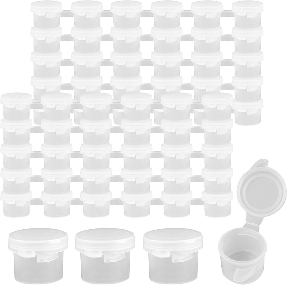 AUEAR 60 Pieces Empty Paint Pot 10 Strips Mini Container with Lid Clear Acrylic for Schools Class... | Amazon (US)