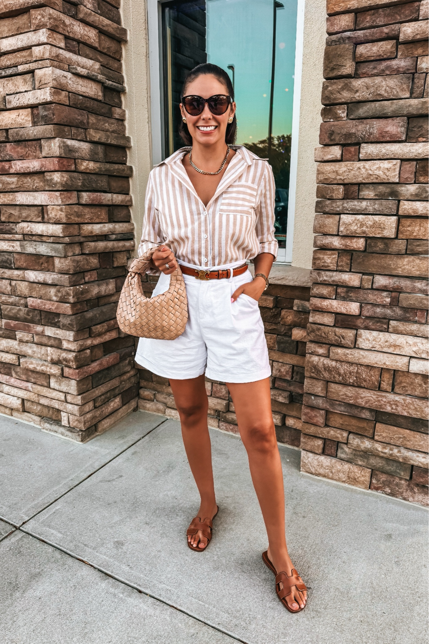 Summer to Fall Outfits 

🤍 Reviews on all products! 
• Amazon womens striped button down blouse - S
• Amazon white bermuda shorts - S
• Celine leather belt -80
• Bottega Veneta bag
• Steve Madden leather slide sandals - 7
• Amazon Seashell stud earrings 

Old Money Fall Outfit | Classy Fall Outfit | Fall Neutrals | Fall Chic | Chic Fall Outfits | Fall Outfits Petite | Fall Outfits Women | Fall Capsule Wardrobe | Fall Going Out Outfits | Fall Casual Outfits | Fall Vacation Outfits | Fall Outfits | Fall Fashion | Fall Style | Fall OOTD | Fall Looks | Fall Outfit Ideas | Fall Outfit Inspo | old money looks | old money aesthetic | old money fashion | old money style | old money outfits | old money style women | old money | old money fall | neutral outfit | neutral fall outfit | neutral style | classic style | classic outfits | chic outfits | chic fall outfits | chic style | casual chic | quiet luxury | french style | french fashion | french girl style | Parisian chic | Parisian style | minimalist | minimalist fashion | capsule wardrobe | capsule wardrobe fall | petite outfits 

#LTKItBag #LTKFindsUnder100 #LTKSeasonal #LTKOver40 #LTKStyleTip #LTKShoeCrush
