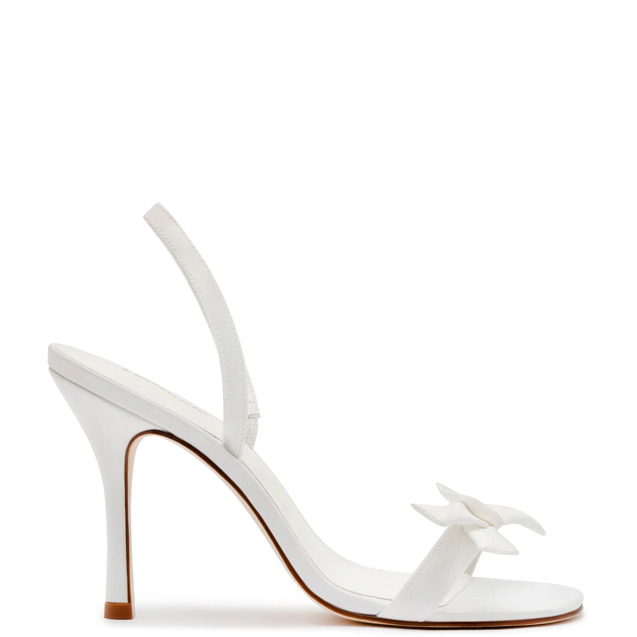Larroudé x Markarian Bridal Sandal In White Satin | Larroude