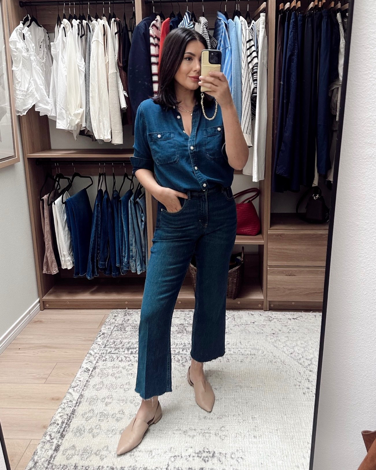 Spanx is 20% off thru today! Use the LTK promo code in the app! 

This pair is already on sale!  This is the kick flare and it is one of my favorite silhouettes. They’re high rise and very stretchy. This pair runs true to size, but with a more fitted waist. If you are looking for a flattering pair of denim, especially for us rounder waist girlies, this is a great option! I am in the Medium, regular length. 

 