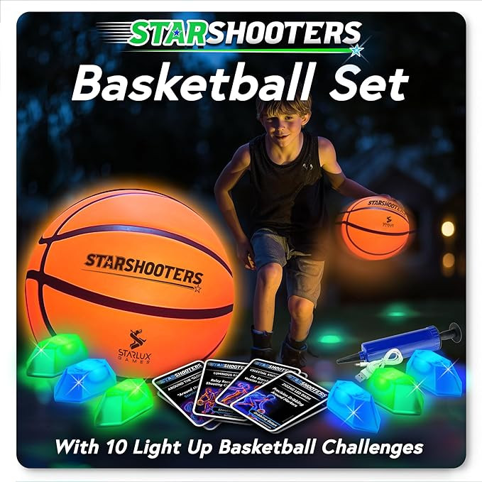 Light Up Basketball Set: Starshooters – Rechargeable, w/10 Game & Training Modes + Marker Light... | Amazon (US)