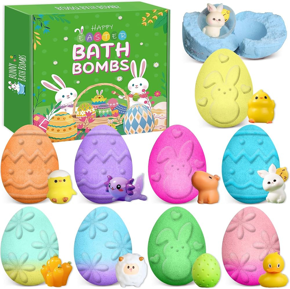 Easter Egg Bath Bombs for Kids with Surprise Toys Inside, Easter Basket Stuffers for Boys and Gir... | Amazon (US)