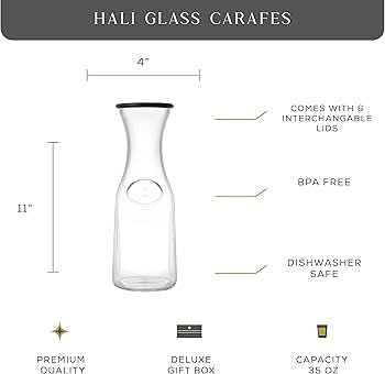 JoyJolt Glass Carafe with Lid, Set of 3 – 1 Liter Glass Pitcher for Mimosa Bar, Water, Iced Tea... | Amazon (US)