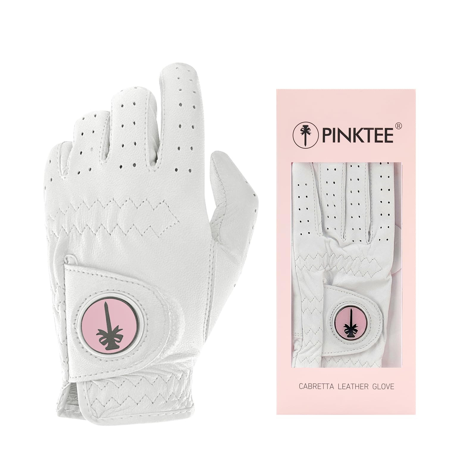 PINKTEE Women's Golf Glove Left Hand Ladies Pink Cabretta Leather Golf Gloves with Removable Magn... | Amazon (US)