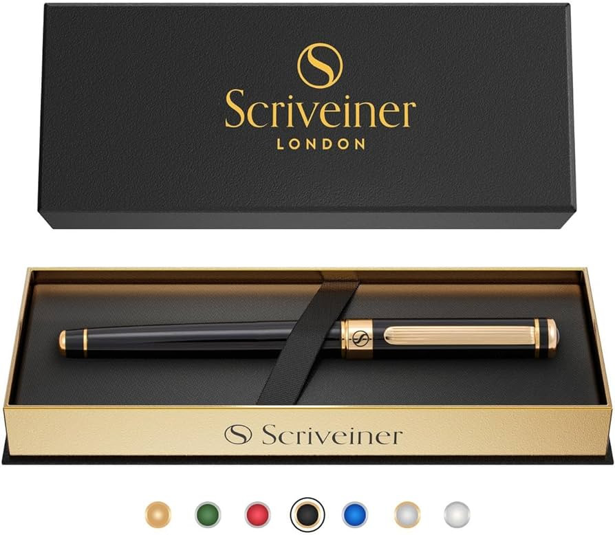 Scriveiner Black Lacquer Rollerball Pen - Stunning Luxury Pen, Real Gold Plating, Schmidt Ink Ref... | Amazon (US)