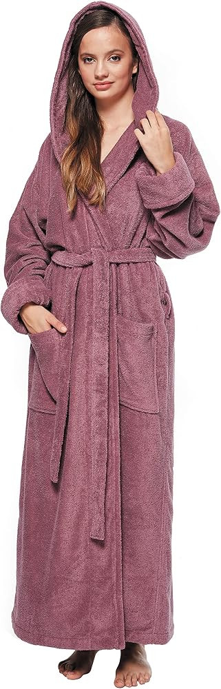Arus Women's GOTS Certified Organic Cotton Hooded Full Length Turkish Bathrobe | Amazon (US)