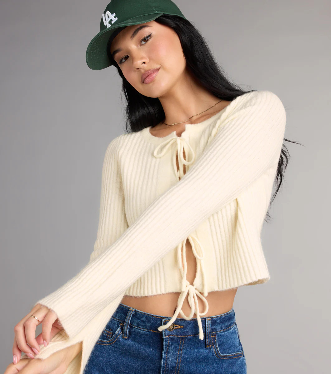 Cozy Charm Tie Front Sweater | Windsor Stores