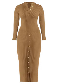 Mock Neck Rib Button Dress | Eloquii