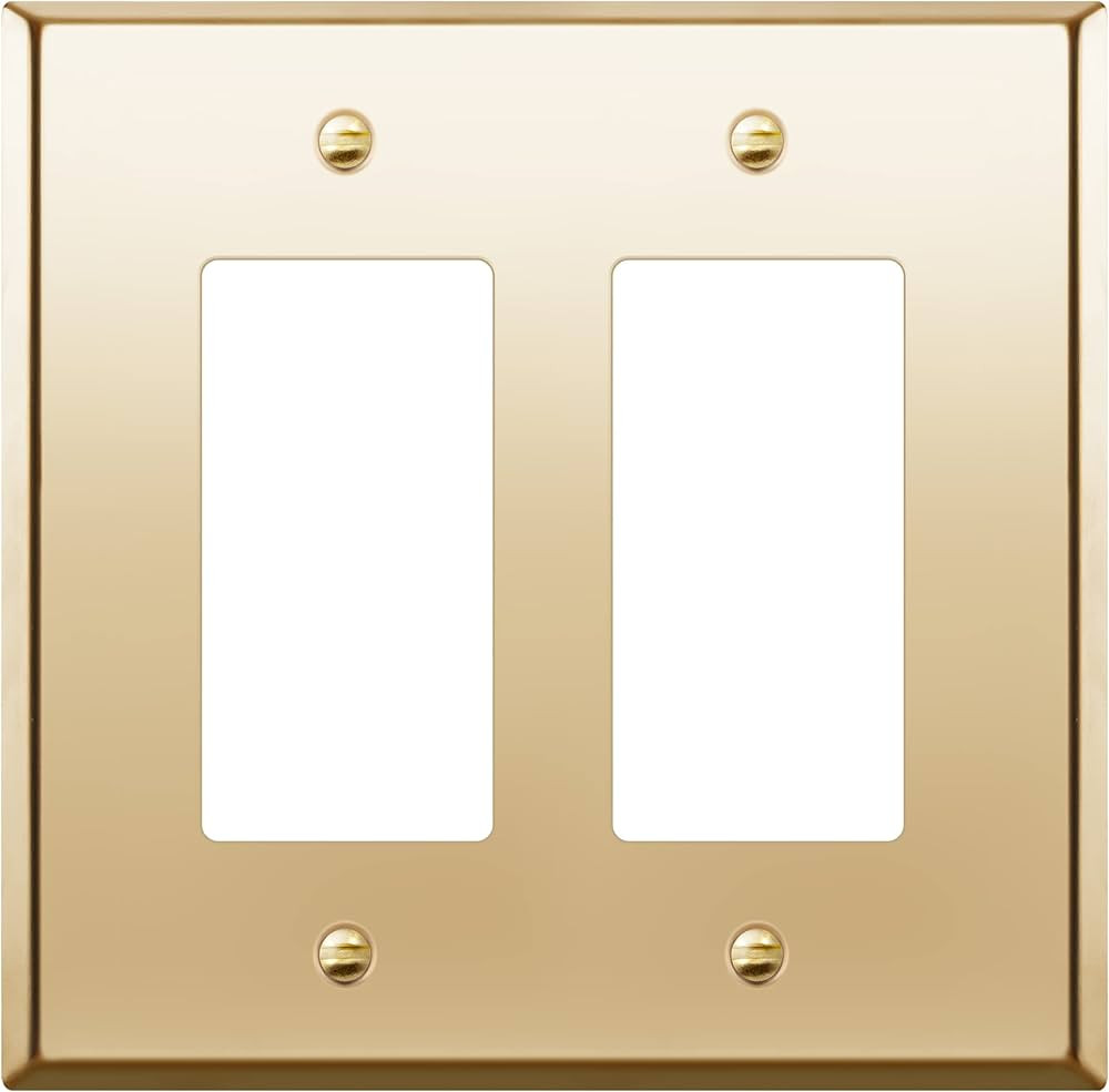 ENERLITES Dual Decorator Switch or Receptacle Metal Wall Plate, Stainless Steel Outlet Cover, Cor... | Amazon (US)