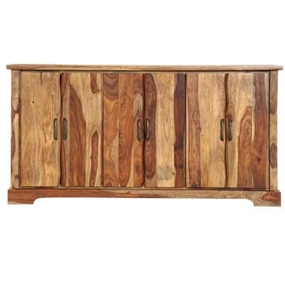 HomeRoots 72" Brown Solid Wood Live Edge Sideboard with Six Doors | Target