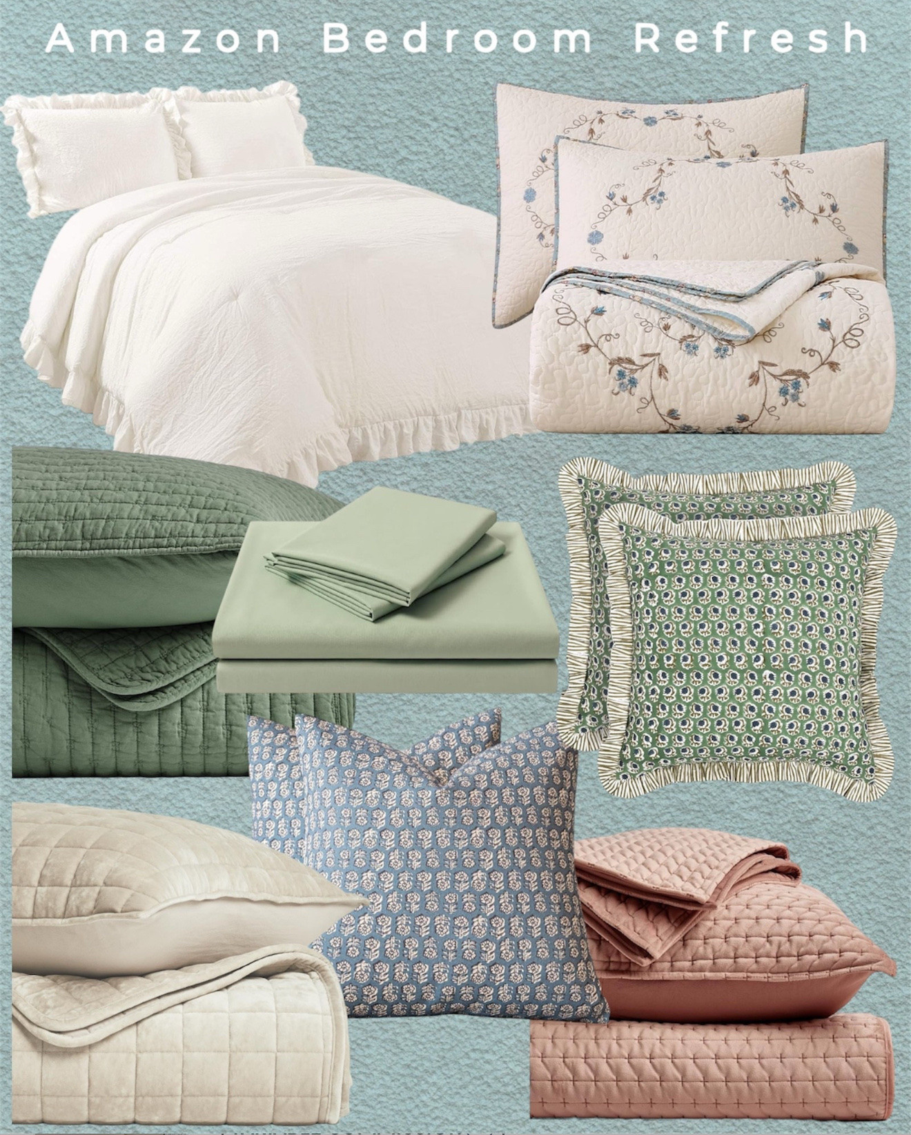 Amazon bedding. 



Amazon home finds, sheets, bedroom essentials, bedroom refresh, farmhouse, throw pillows, decorative pillows, bedroom decor #LTKFamily #LTKFindsUnder100 #LTKFindsUnder50

#LTKHome #LTKSeasonal