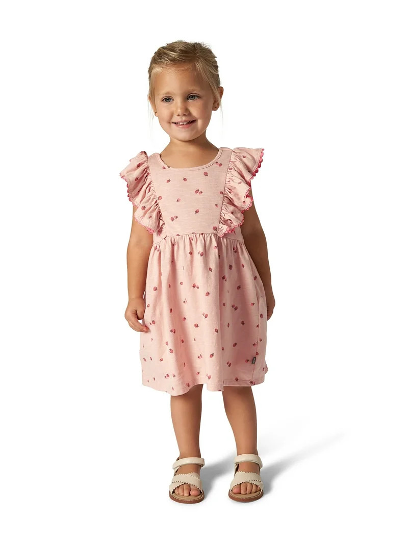 Modern Moments Toddler Girl Ruffle Sleeve Dress with RicRac Trim, Sizes 12M-5T | Walmart (US)