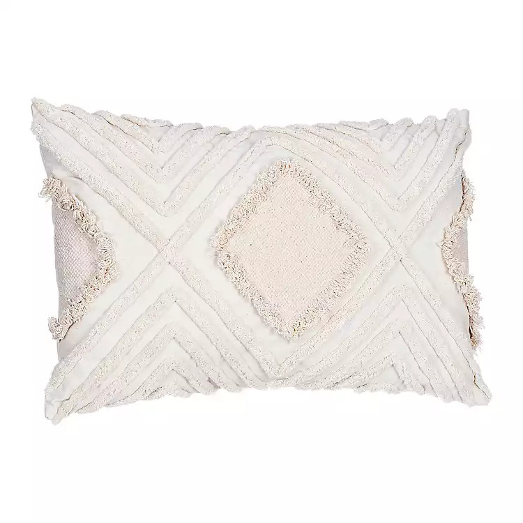 Ivory Oblong Diamond Tufted Accent Pillow | Kirkland's Home