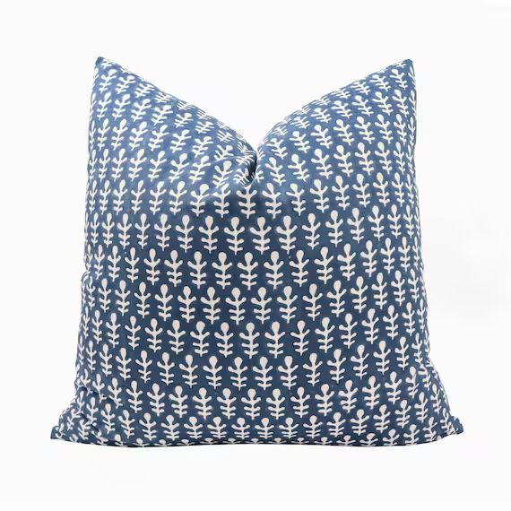 Molly Mahon Bagru Pillow Cover in Dark Blue 179241 // Designer - Etsy | Etsy (US)