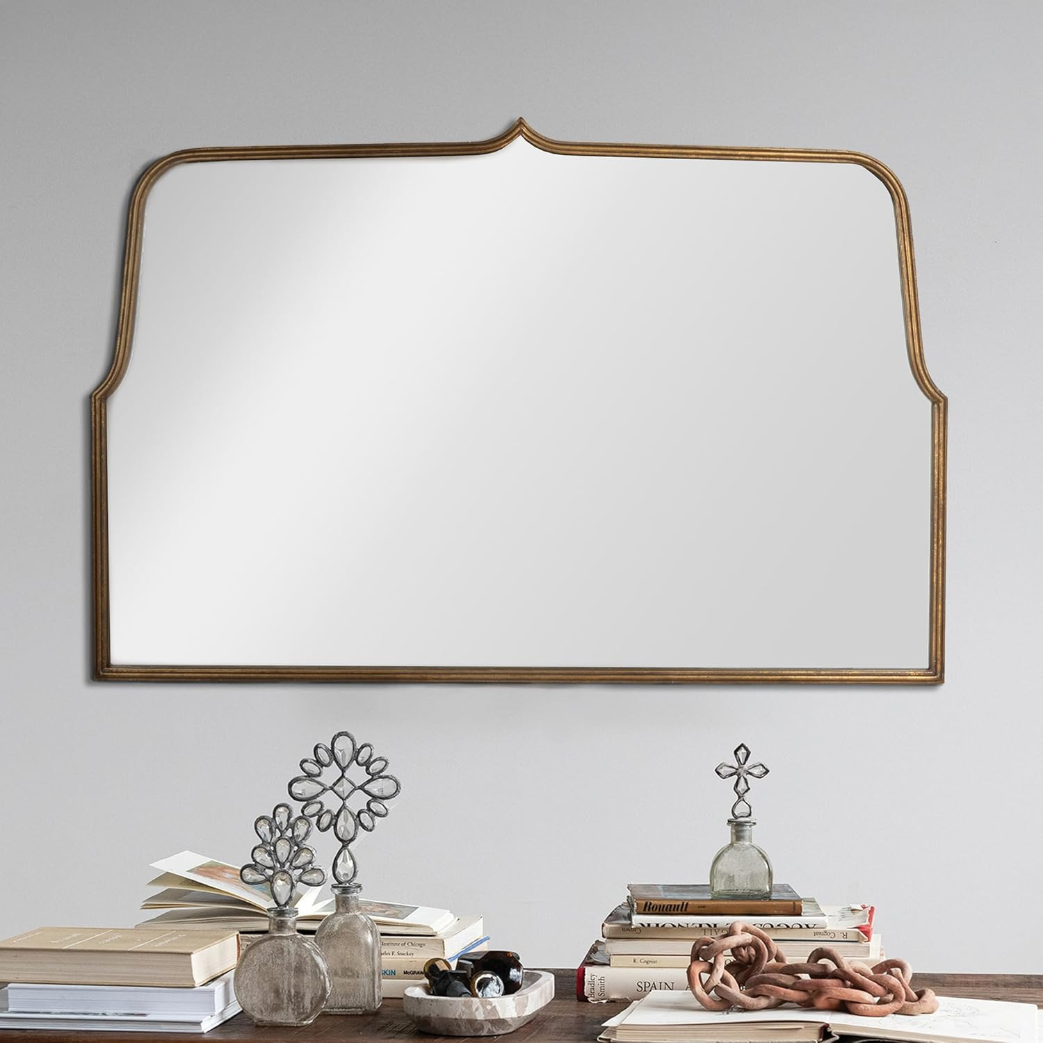 Creative Co-Op Arched Distress Metal Framed Wall Mirror, Gold | Amazon (US)