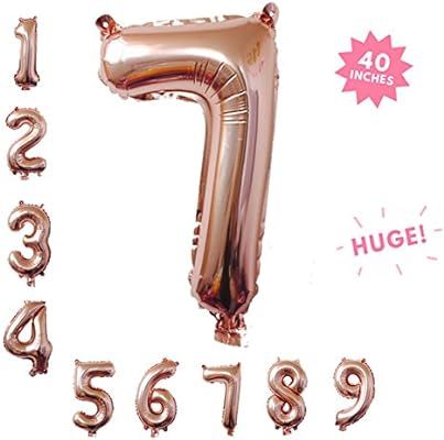 40 Inch Rose Gold Jumbo Digital 7 Number Balloons Huge Giant Balloons Foil Mylar Number Balloons ... | Amazon (US)