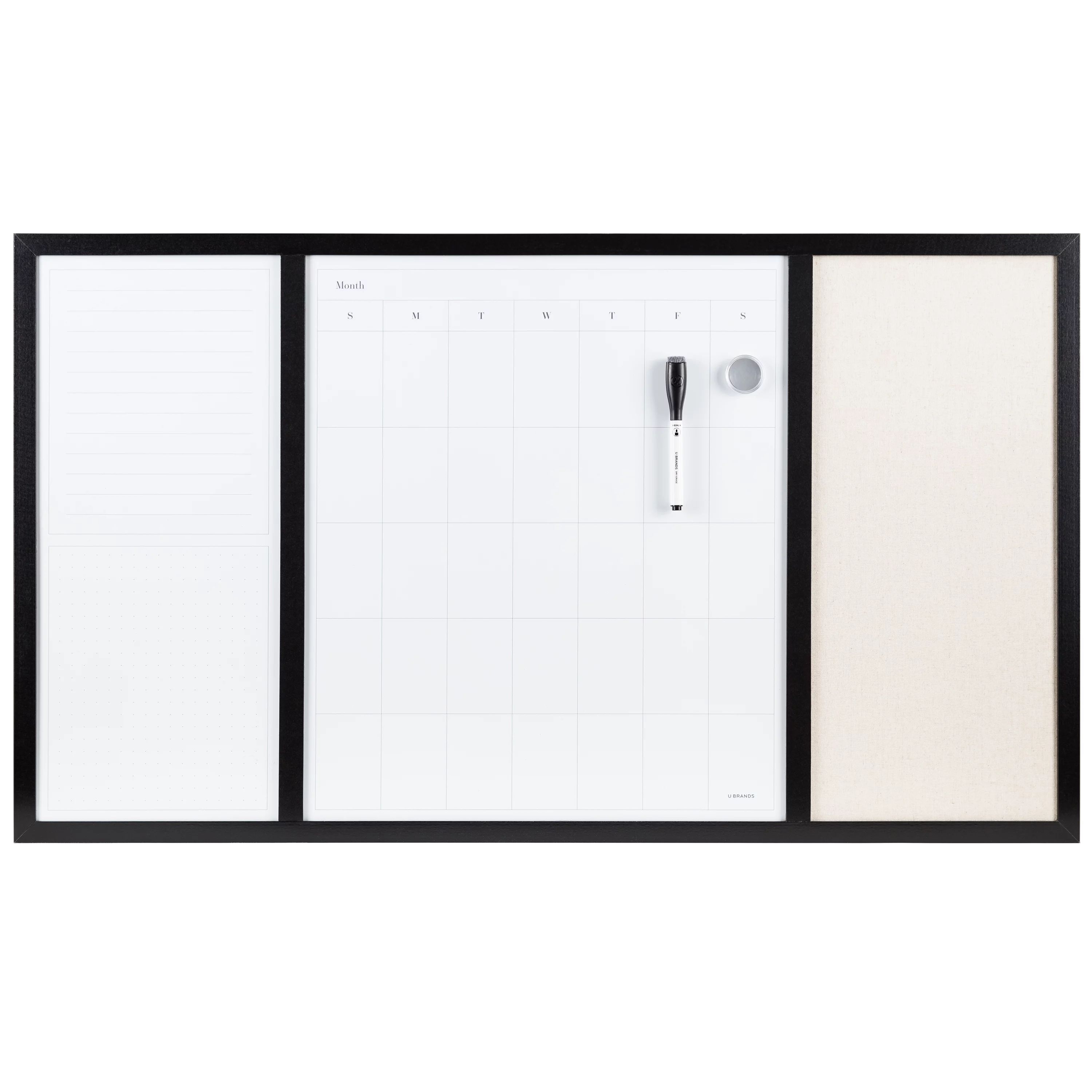 U Brands Command Center Whiteboard and Linen Bulletin Board, 20" x 35", Black MDF Frame | Walmart (US)