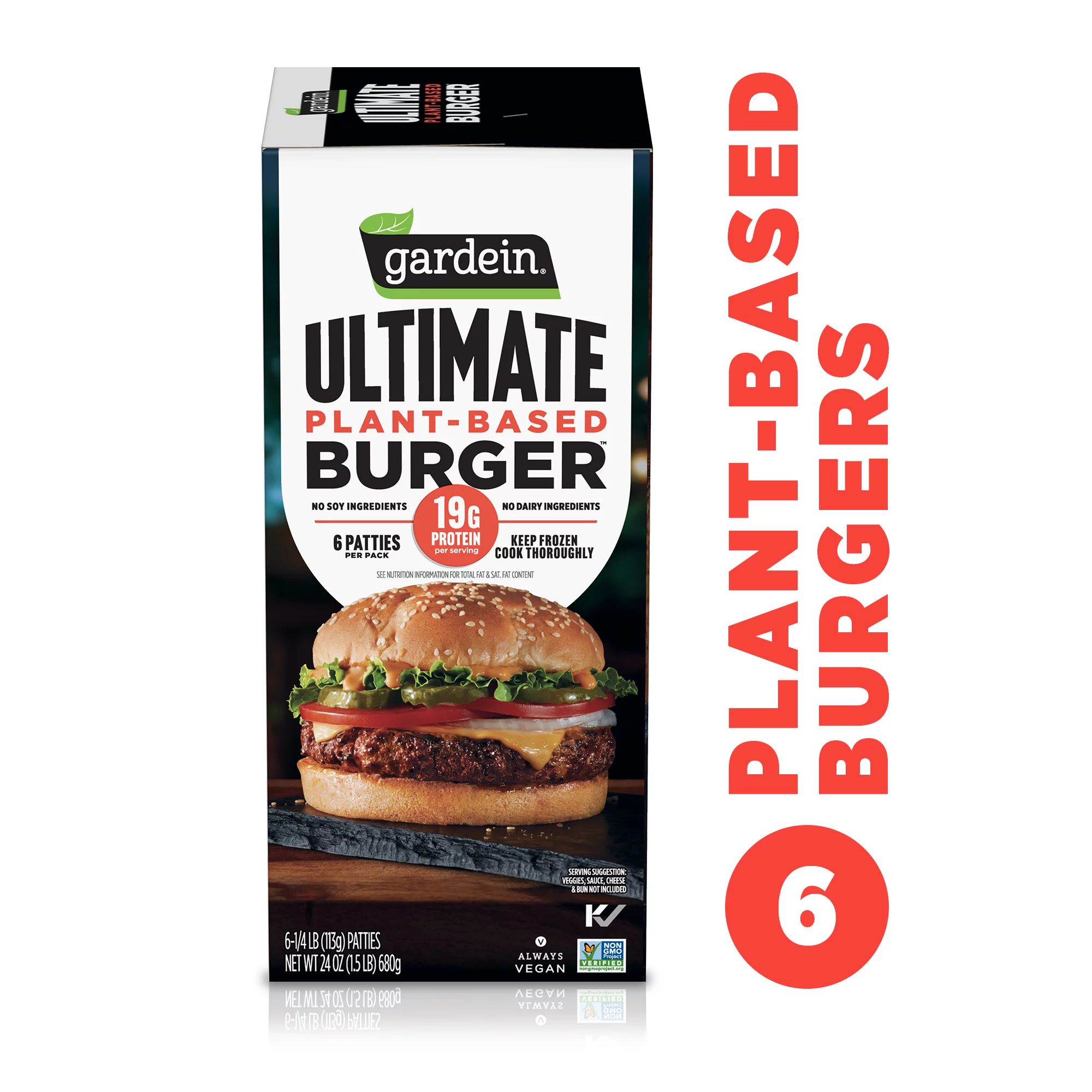 Gardein Ultimate Plant-Based, Vegan Burger Patties, 24 Oz, 6 Ct - Walmart.com | Walmart (US)