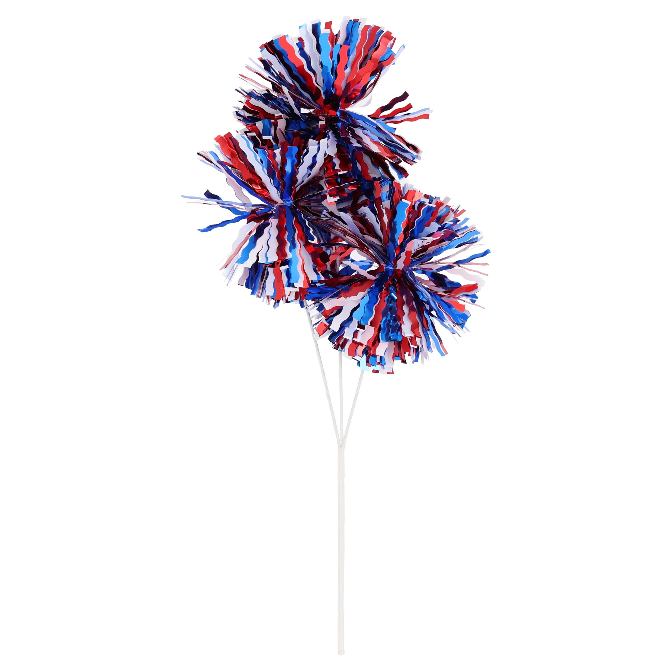 Wavy Tinsel Pom Poms Decorative Pick, Red/White/Blue, 14.5", Patriotic by Way To Celebrate - Walm... | Walmart (US)