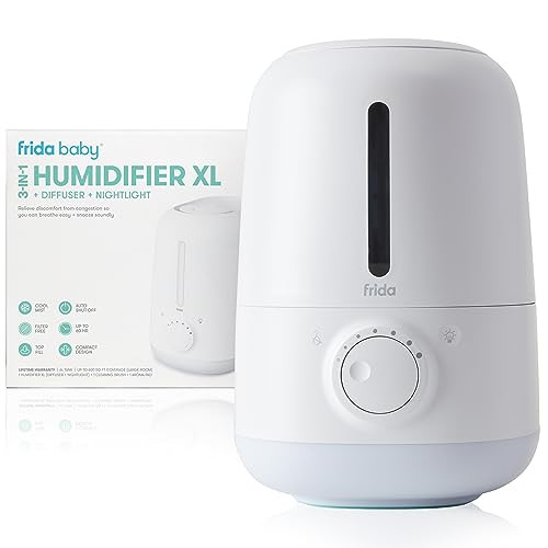 Frida Baby 3-in-1 XL Top Fill Humidifier for Bedroom, 6L Tank Cool Mist Humidifier for Large Rooms + Diffuser, Nightlight, Auto Shut-Off, Quiet, Carry Handle, Night Light, Essential Oil Diffuser | Amazon (US)
