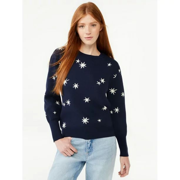 Free Assembly Women's Boxy Crewneck Sweater, Midweight - Walmart.com | Walmart (US)