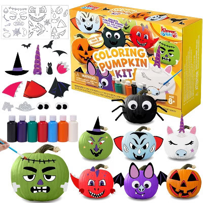 Joyfy Halloween Pumpkin Decorating Kit, Halloween Painting Kits Party Favors for Kids, Arts and Craft Party Supplies, DIY Coloring Pumpkin Decorations | Target