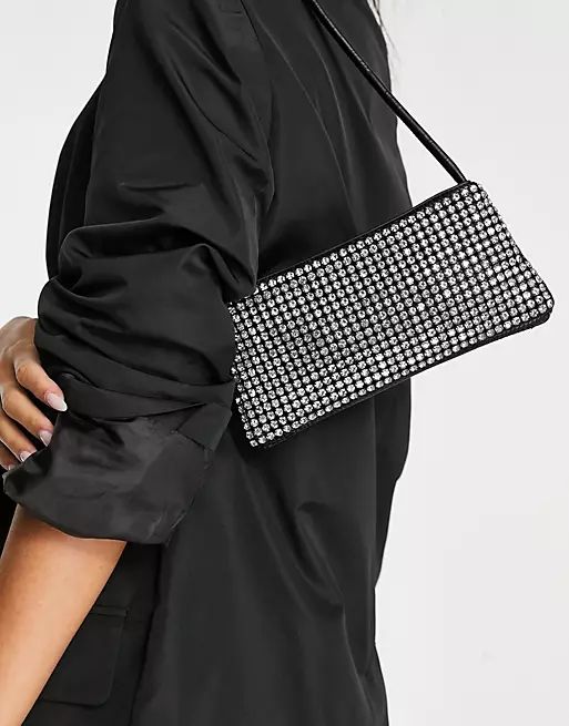 ASOS DESIGN diamante mini shoulder bag in black | ASOS (Global)