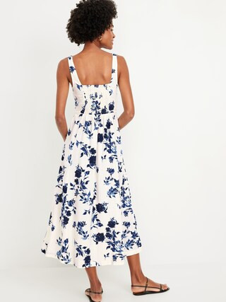 Fit &amp;amp; Flare Linen-Blend Midi Dress | Old Navy (US)