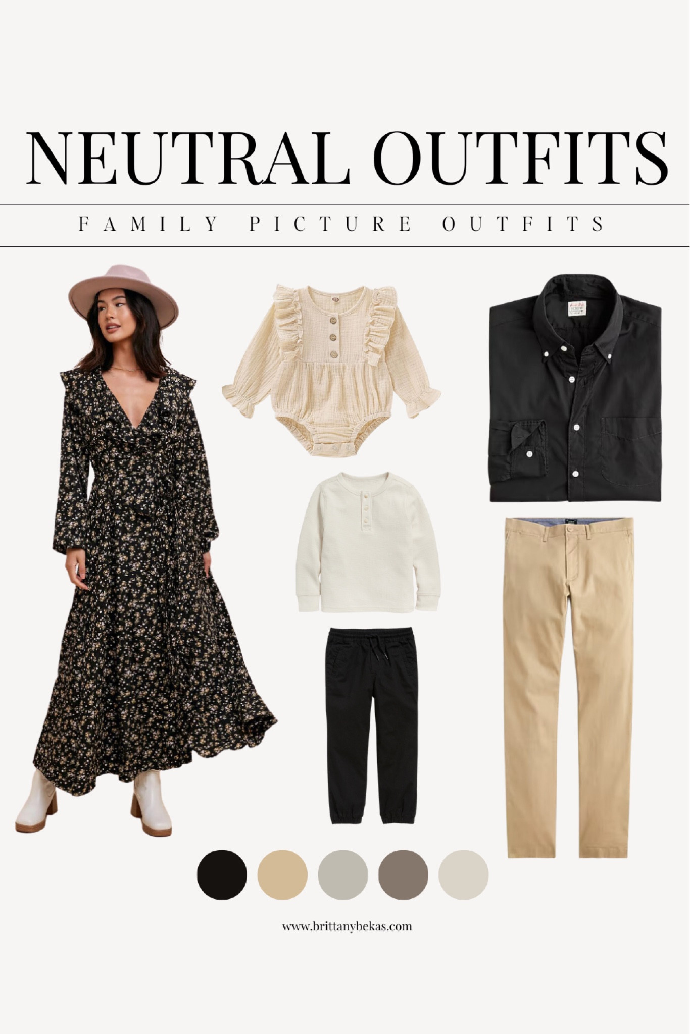 Neutral fall family photo outfits. Black and tan family outfits for pictures. This look is great for a neutral field, desert or a location where you want to have some contrast in your outfits. 

Nordstrom - Petal and Pup - Old Navy - H&M - black long sleeve dress - boho dress - men's style - baby outfits 

#LTKFindsUnder100 #LTKMens #LTKStyleTip