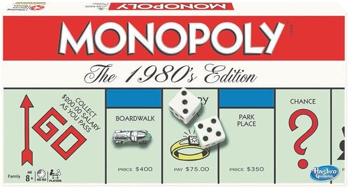 Monopoly The 1980's Edition With Original 1980's Artwork & Components incl. All Classic Tokens, b... | Amazon (US)