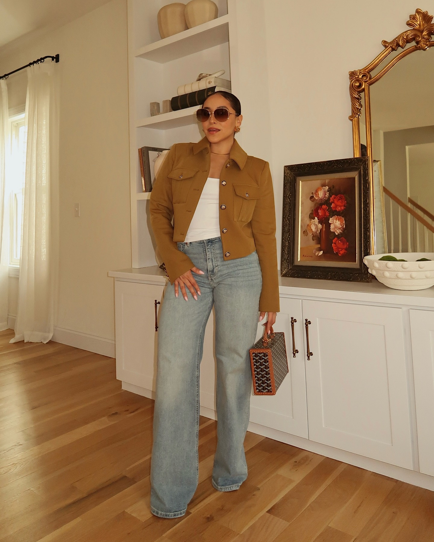 cheers to us — and everything we’ve built 🍸🫰🏽🥹 

Date night outfit details:
@7forallmankind jacket | @hm jeans | @amazon halter top | @goyardofficial trunk | @gucci sunglasses