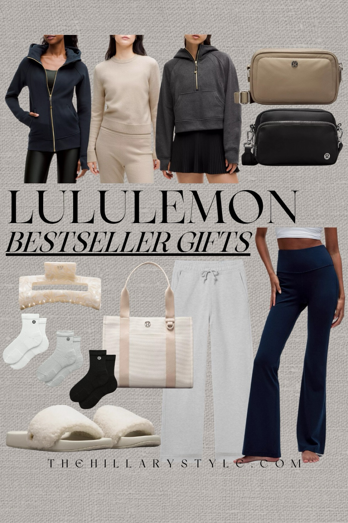 LULULEMON Bestseller Gifts
Scuba hoodie, zippered hoodie, cashmere sweater, cropped hoodie, flare ribbed leggings, sweatpants, tote bag, crossbody bag, camera bag, Sherpa slides, quarter length socks, claw clip. Last minute gifts, gifts for her, athleisure.

#LTKSeasonal #LTKGiftGuide #LTKActive