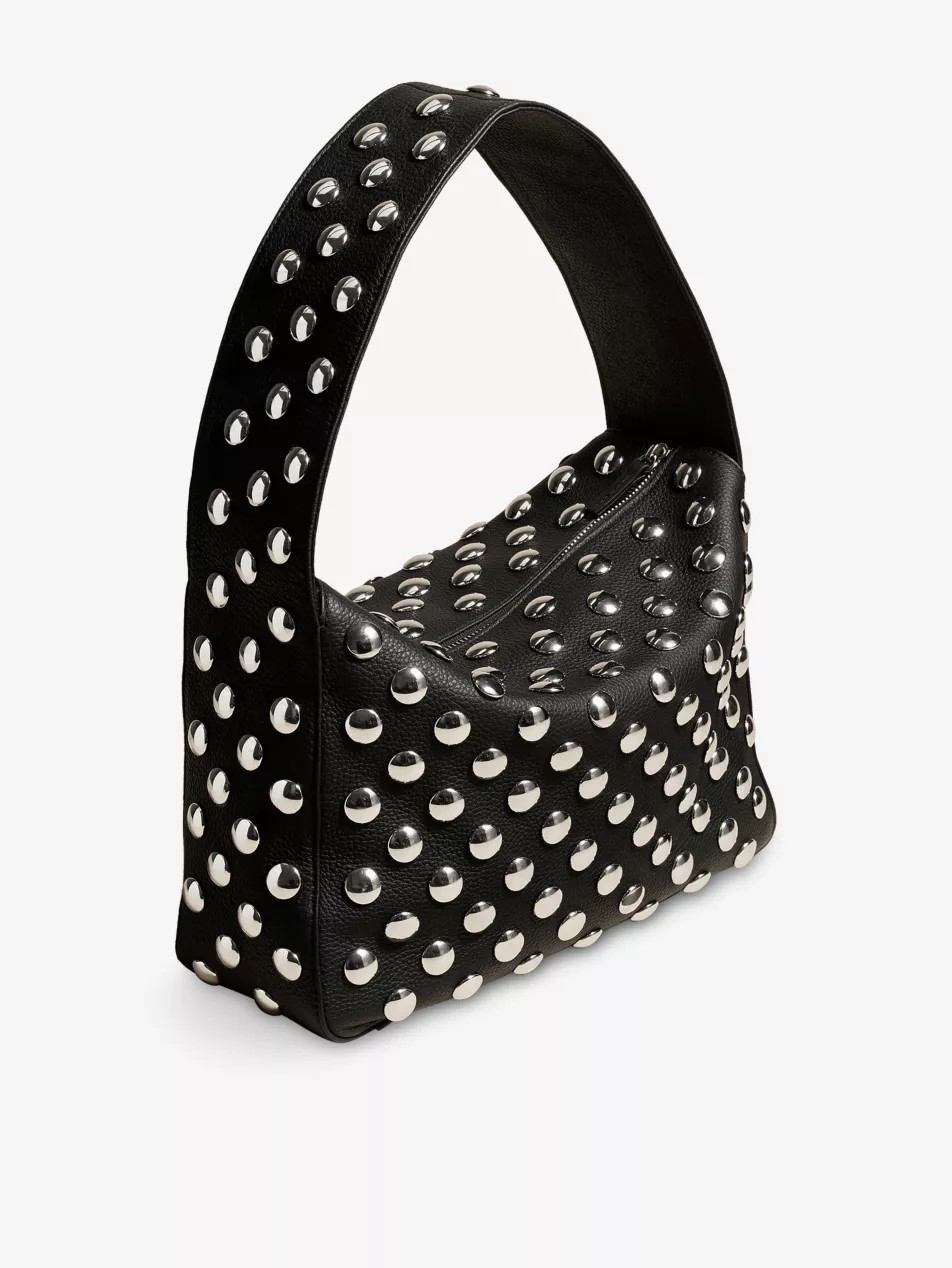 Elena Medium Stud-Embellished Pebbled-Leather Shoulder Bag | Selfridges