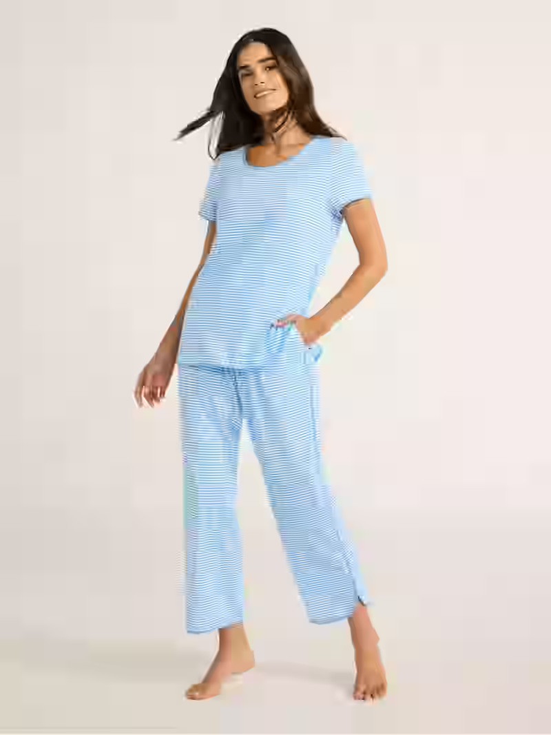 Joyspun Women's Sleep Tee and Pants Pajama Set, 2-Piece, Sizes XS-3X | Walmart (US)