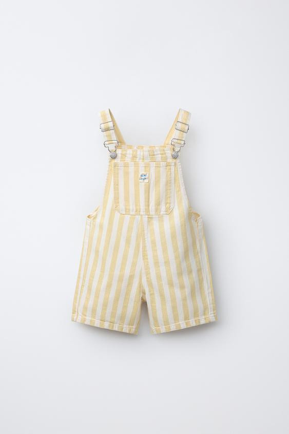 STRIPED TWILL OVERALL SHORTS | Zara US