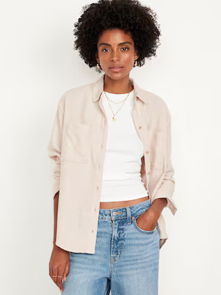 Flannel Boyfriend Button-Down Shirt | Old Navy (US)