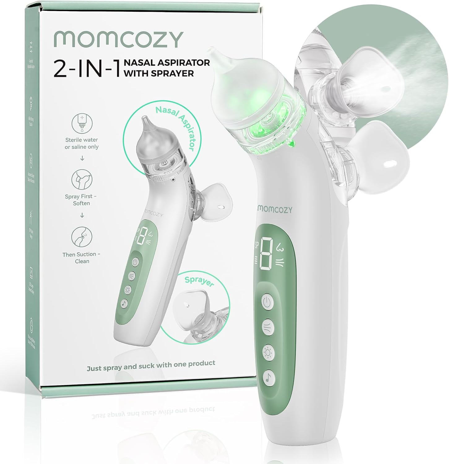 Momcozy BreezyClear™ 2-in-1 Electric Nasal Aspirator for Baby with Spray, 65kPa Hospital-Grade ... | Amazon (US)