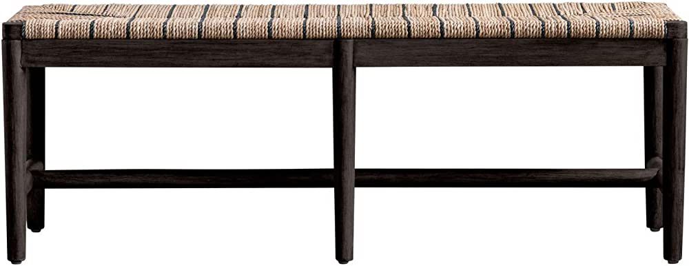 Creative Co-Op Mango Wood Brown & Black Woven Rope Seat Bench, Brown | Amazon (US)