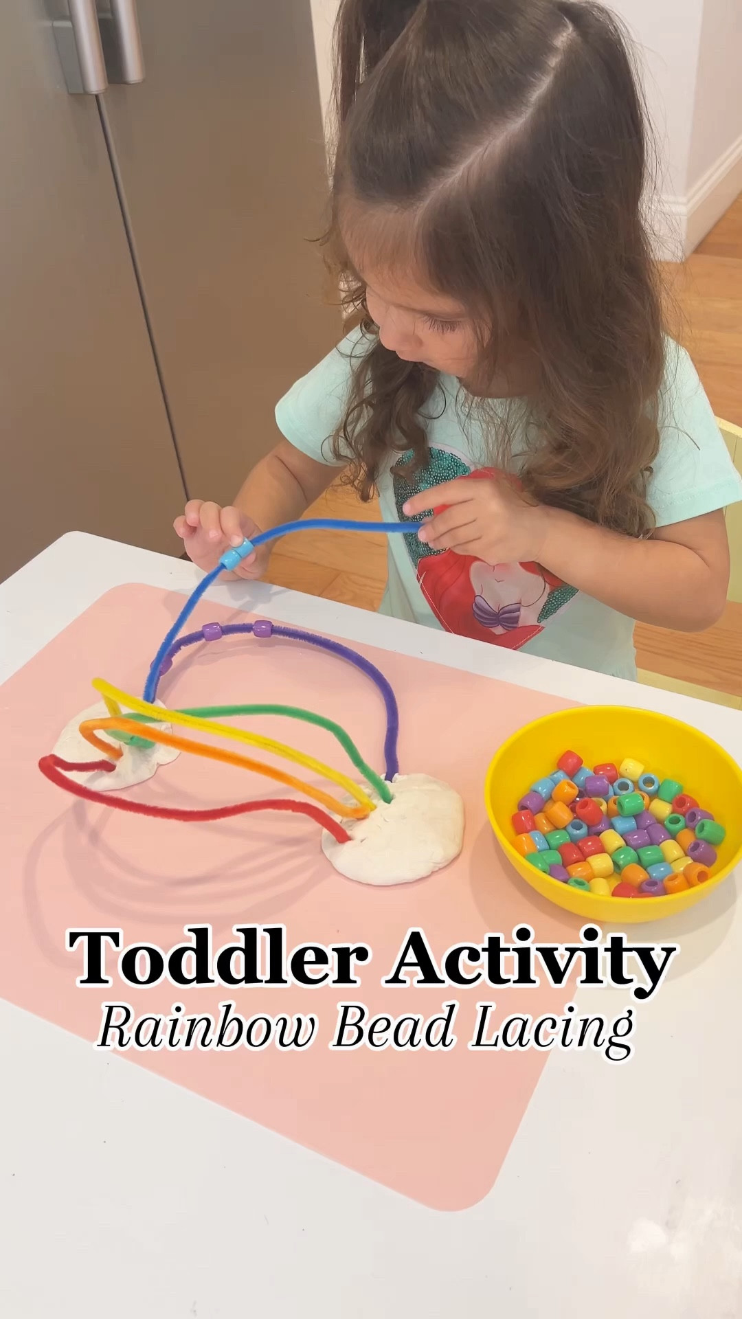 Comment RAINBOW and I’ll send you a DM with everything I used for this activity! 🌈

✨ Simple 3D Rainbow Activity

✨ Builds fine motor skills
🌈 Great for color recognition
✋ Encourages hand-eye coordination
🎨 Fun hands-on creativity for toddlers

All we did was thread colored beads onto pipe cleaners and stick the ends into play dough to create a standing 3D rainbow. So simple and so engaging! ☁️🌈

#LTKmomlife #LTKKids #LTKspring