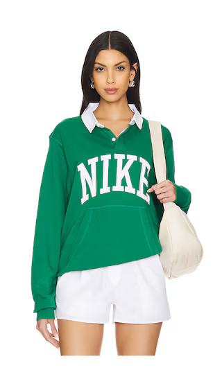 Club Long Sleeve Polo Sweatshirt in Malachite & White | Revolve Clothing (Global)