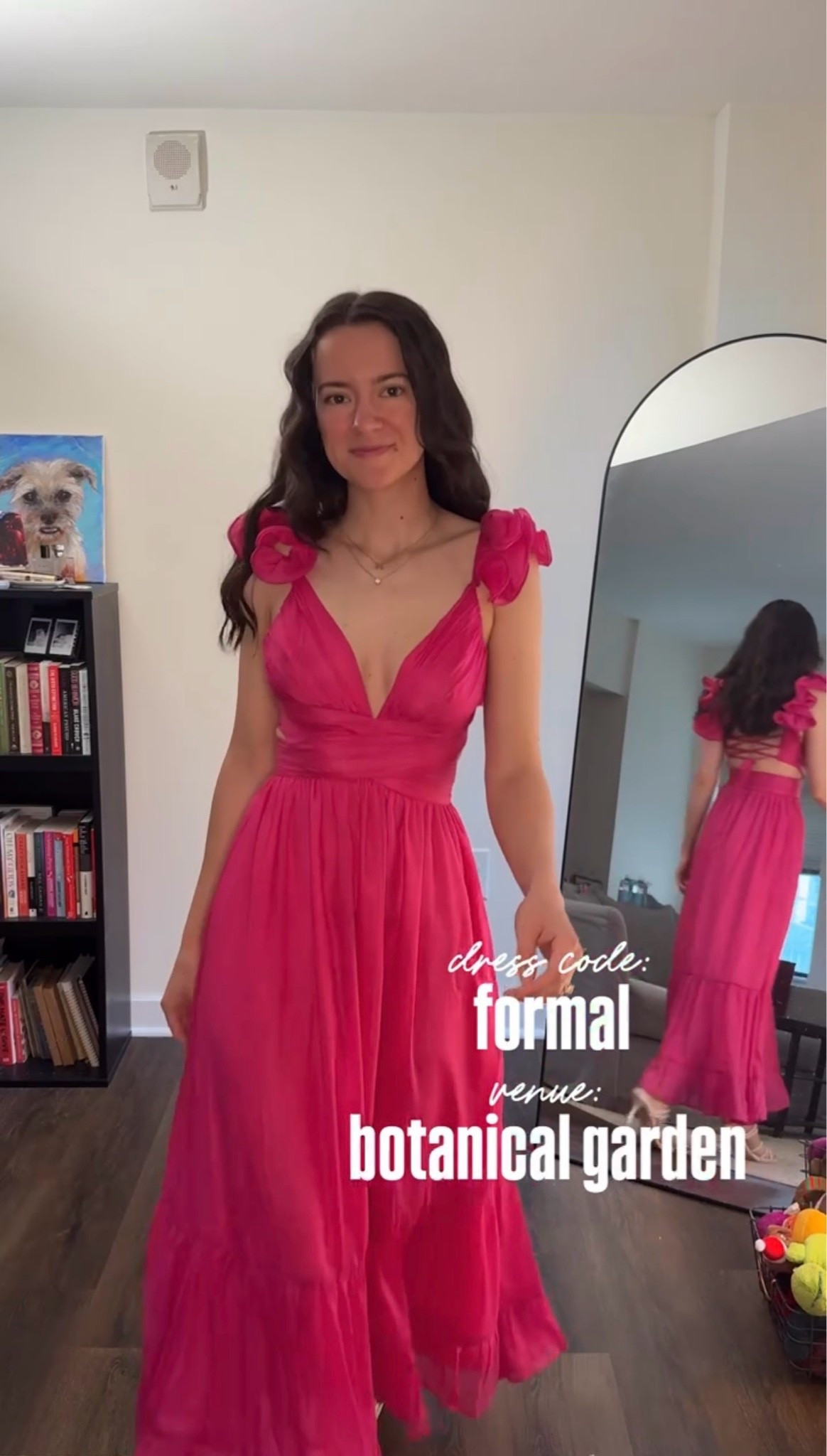 Formal summer wedding guest dress inspiration. Bright fuchsia pink maxi dress with ruffle statement straps and a flowy tiered skirt. Perfect outfit look for an outdoor botanical garden or vineyard wedding under $150.

#LTKWedding #LTKPetite #LTKSeasonal